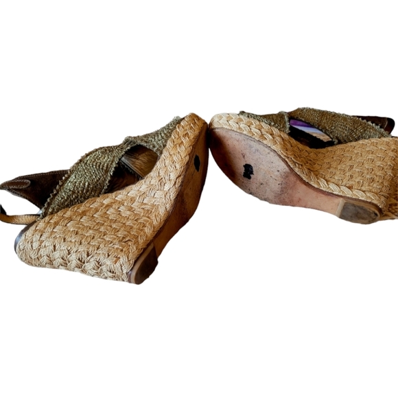 Stuart Weitzman Army Green Wedge Sandals Size 9 Summer Classic Beach - Picture 4 of 5